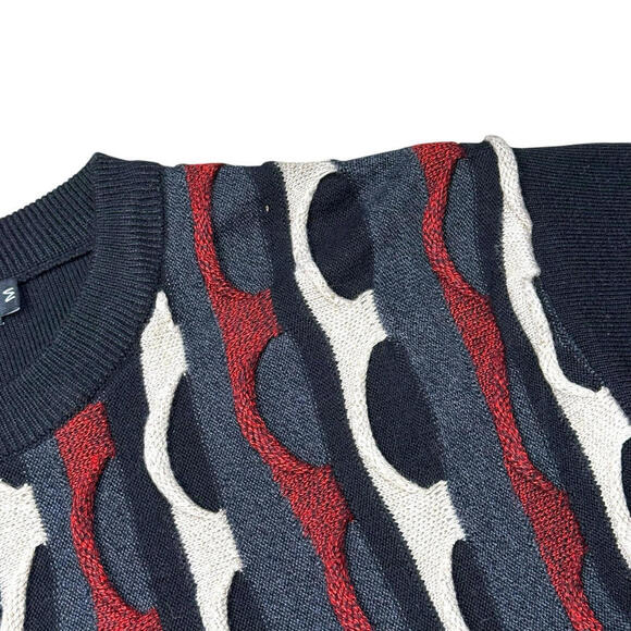 Vintage Sergio Louis Coogi Style Sweater 90s Textured Knit Crewneck Men’s Medium - Picture 9 of 10